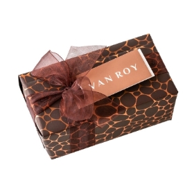Assorted Belgian chocolates in gift wrapped balloti with menu tag 255g
